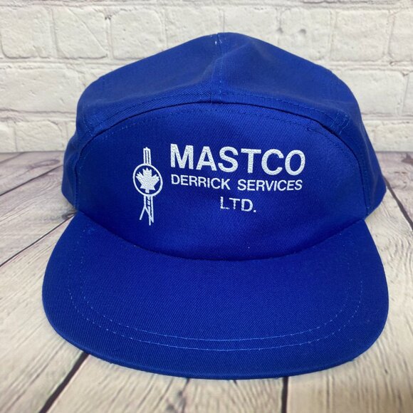 Vintage 5 Panel Hat Oilfield Cap Snapback Blue MASTCO Derrick Services Oil & Gas - Picture 5 of 9